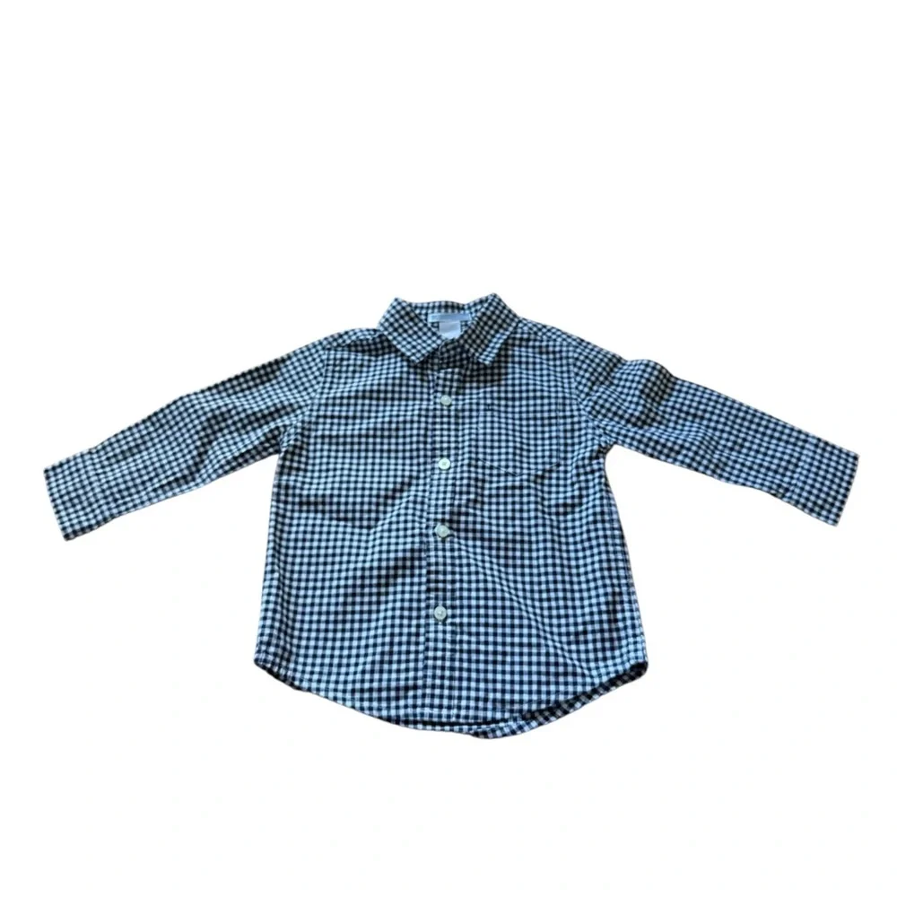 Janie and Jack Navy and White Gingham Button-Down Shirt Size 18 MO - 24 MO